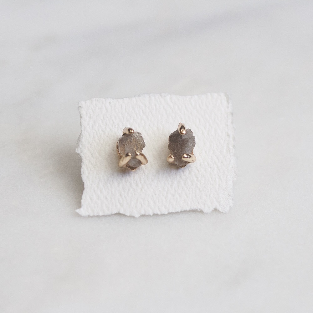 Raw Quartz Druzy Stud Earrings